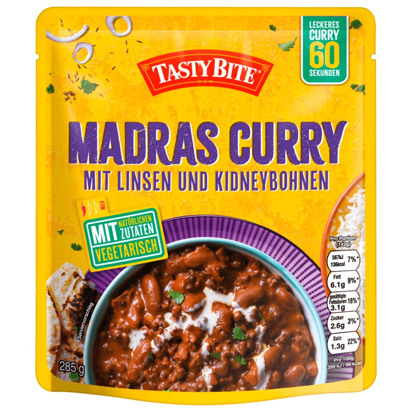 Tasty Bite Madras Curry mit Linsen und Kidneybohnen 285g